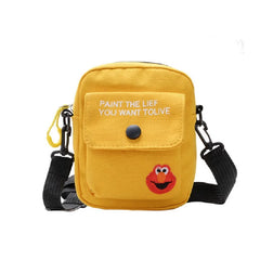 Mini Square Canvas Shoulder Bag Cartoon Phone Pouch