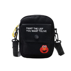 Mini Square Canvas Shoulder Bag Cartoon Phone Pouch