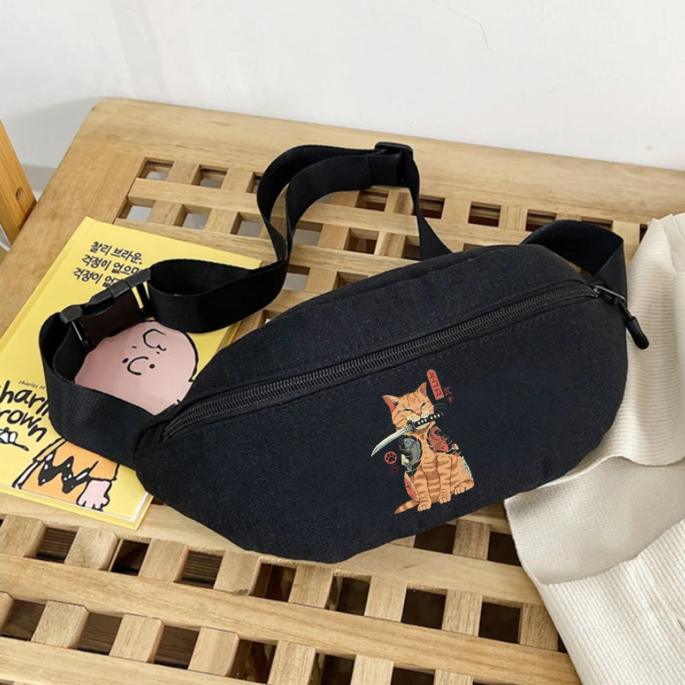 Cat Anime Waist Bag Crossbody Shoulder Chest Bags Wallet