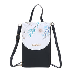 Chinese Floral Leather Purse Pink Crossbody Bag for Ladies