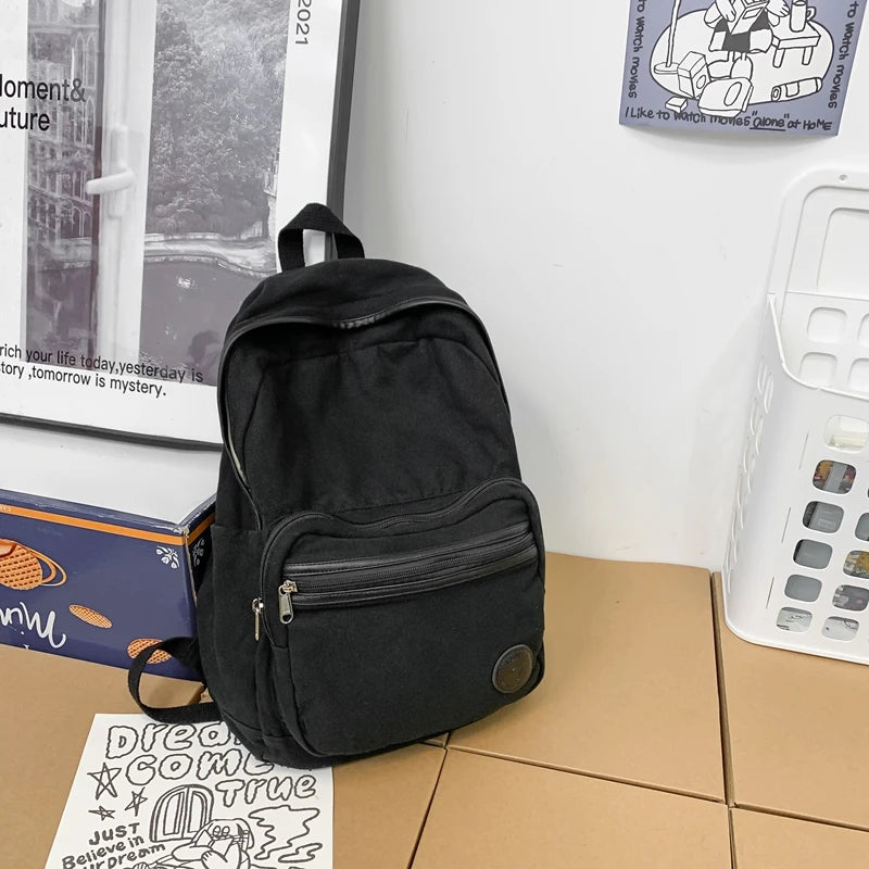 Canvas Travel College School Bag for Teen Girls Laptop Rucksack