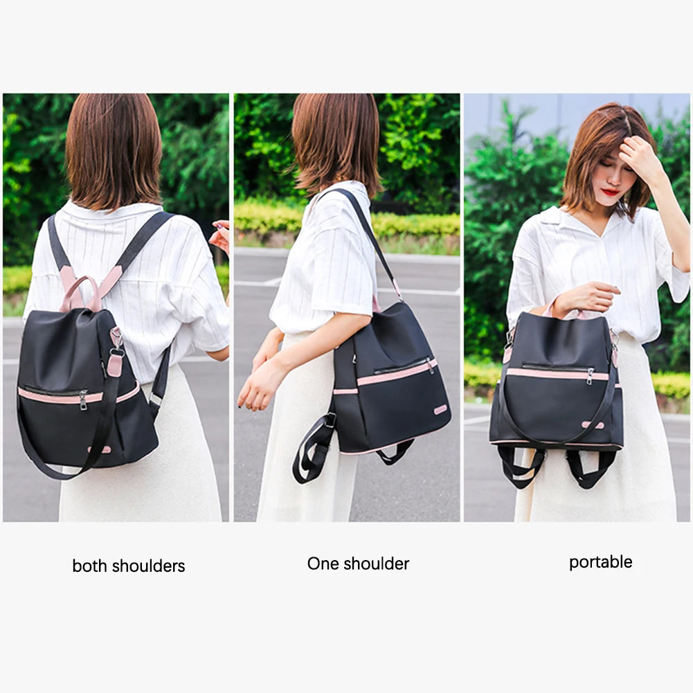 Women Multi-Function Backpack Ladies School Bag Retro Anti-theft