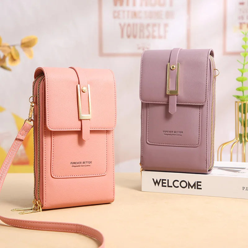 Women Multi-function Touch Screen Phone Bag RFID Anti-theft Brush