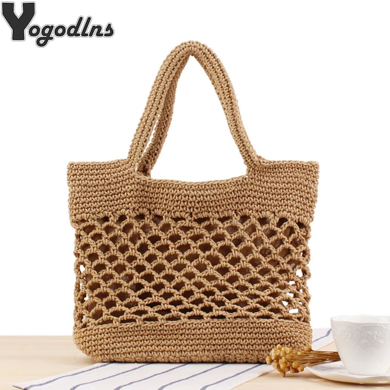 Women Rattan Straw Handbag Shoulder Bags for Summer Beach Travel