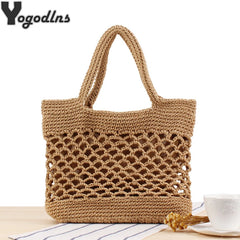 Women Rattan Straw Handbag Shoulder Bags for Summer Beach Travel