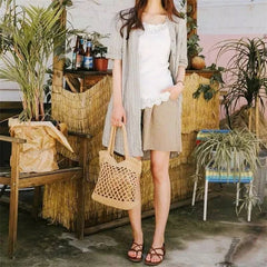 Women Rattan Straw Handbag Shoulder Bags for Summer Beach Travel