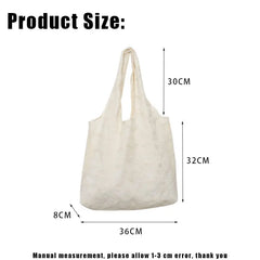 Embroidered Net Yarn Shoulder Bag Canvas Handbag Tote Large Capacity for Girls