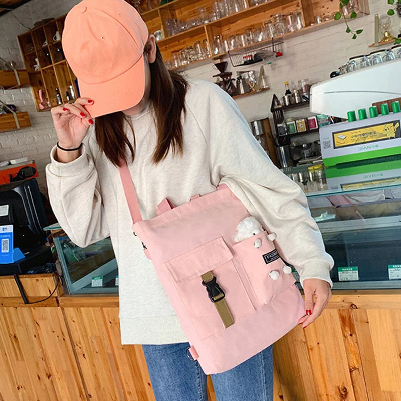 Women Bear Cartoon Canvas Bag Female Girl Student School Shoulder Messenger Bag
