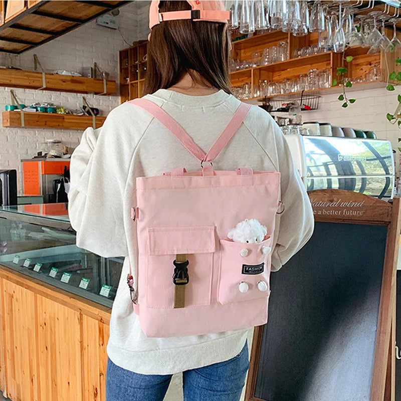 Women Bear Cartoon Canvas Bag Female Girl Student School Shoulder Messenger Bag