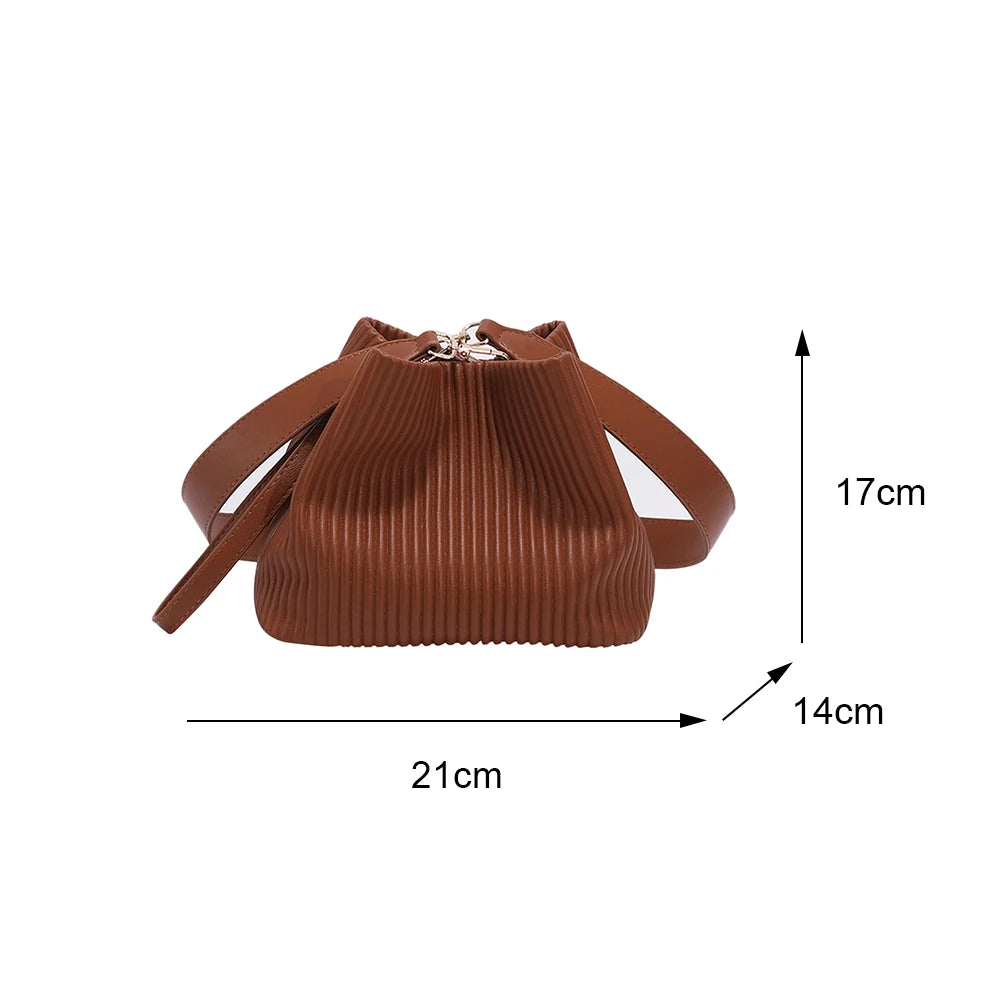 Women PU Leather Bucket Crossbody Bags Solid Shoulder Bags Female Daily Small Me
