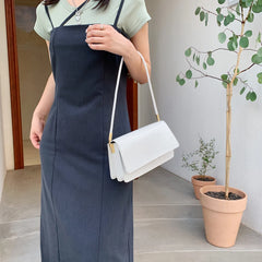 Women Patent PU Leather Solid Shoulder Underarm Bags Casual Small Flap Handbags