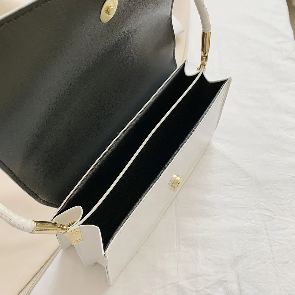 Women Patent PU Leather Solid Shoulder Underarm Bags Casual Small Flap Handbags