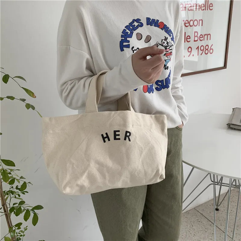 Women Canvas Lunch Bag Tote Box Picnic Storage Office Female