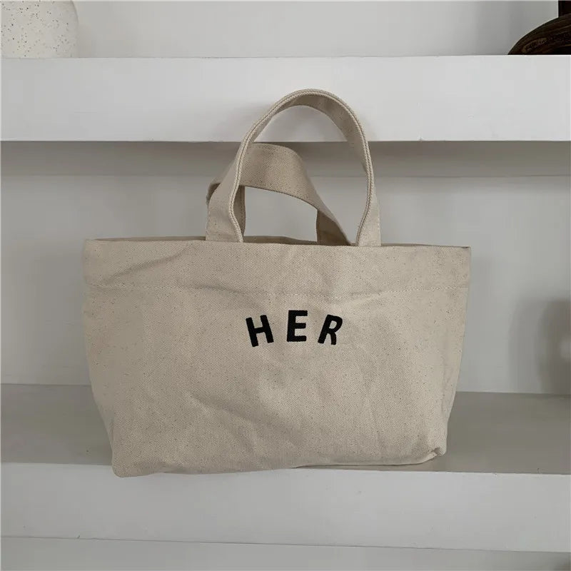 Women Canvas Lunch Bag Tote Box Picnic Storage Office Female