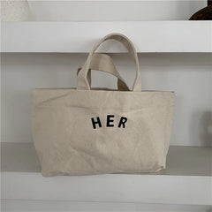 Women Canvas Lunch Bag Tote Box Picnic Storage Office Female