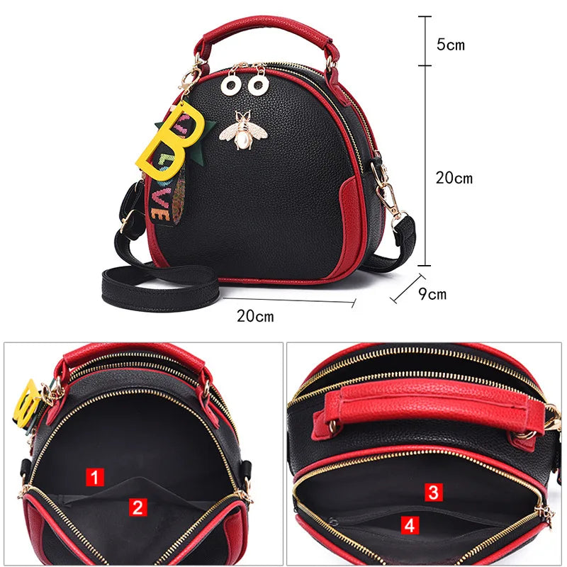 Women Small Shoulder Messenger Bag Female Girl Circle Handbags Style Crossbody B
