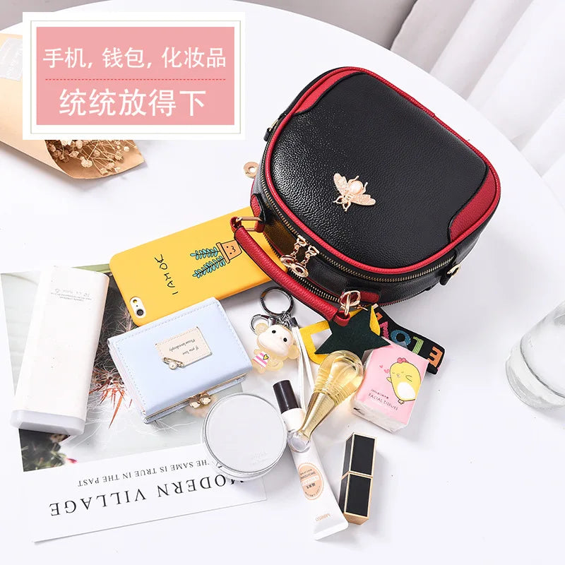 Women Small Shoulder Messenger Bag Female Girl Circle Handbags Style Crossbody B