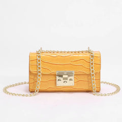 Women Small Square Bag Lock Chain Messenger Crossbody Bag