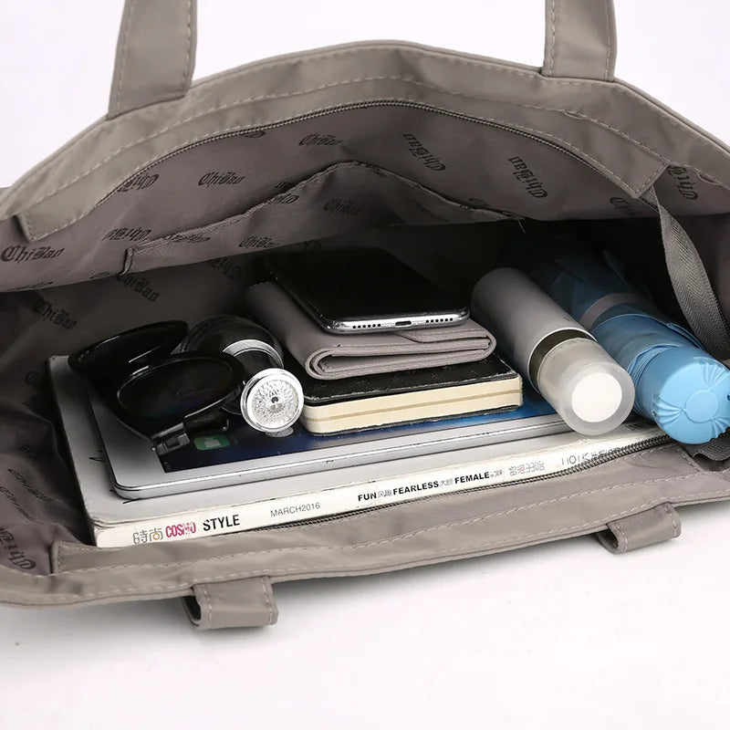 Women's Large Capacity Nylon Tote Shoulder Bag for Shopping Travel