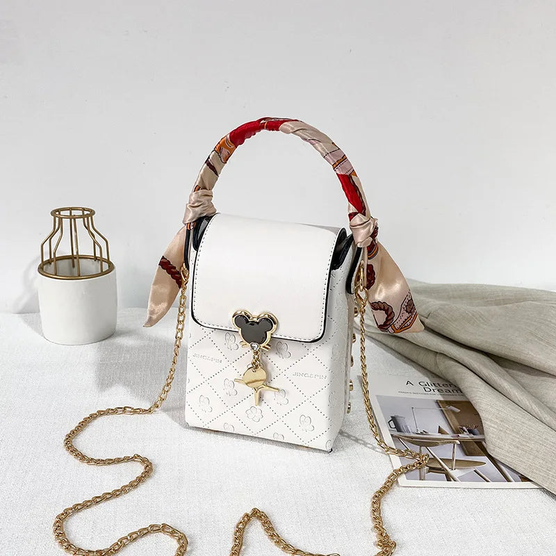 Women Summer Phone Bag Hand-held Silk Scarf Handbags