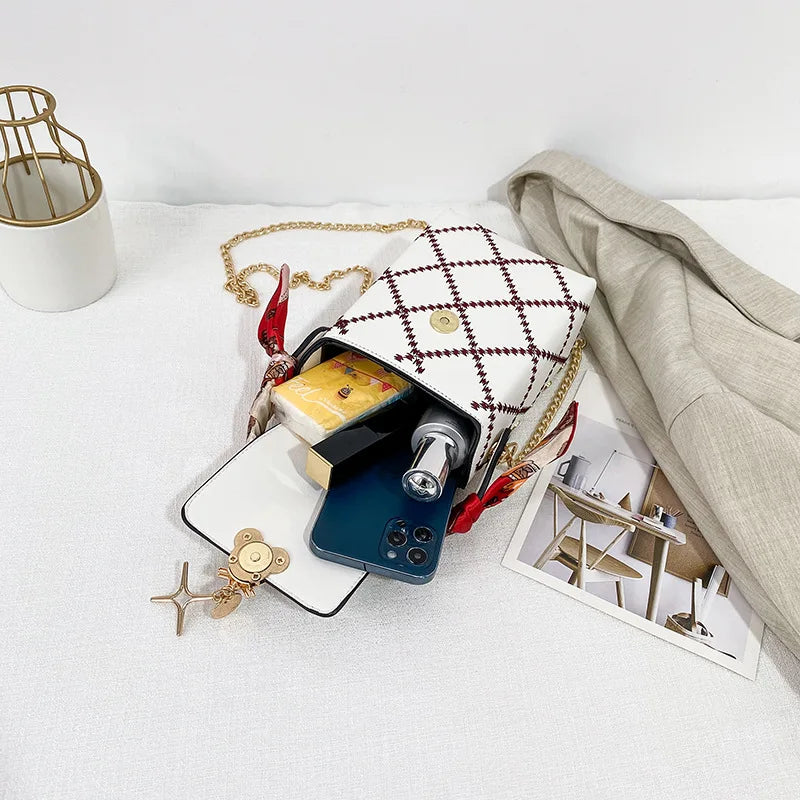 Women Summer Phone Bag Hand-held Silk Scarf Handbags