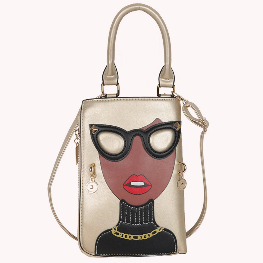 Women Novelty Face Crossbody Shoulder Bag Small Chain Purse Handbag