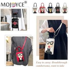 Women Lady Face Crossbody Shoulder Bag PU Leather Small Chain Handbag