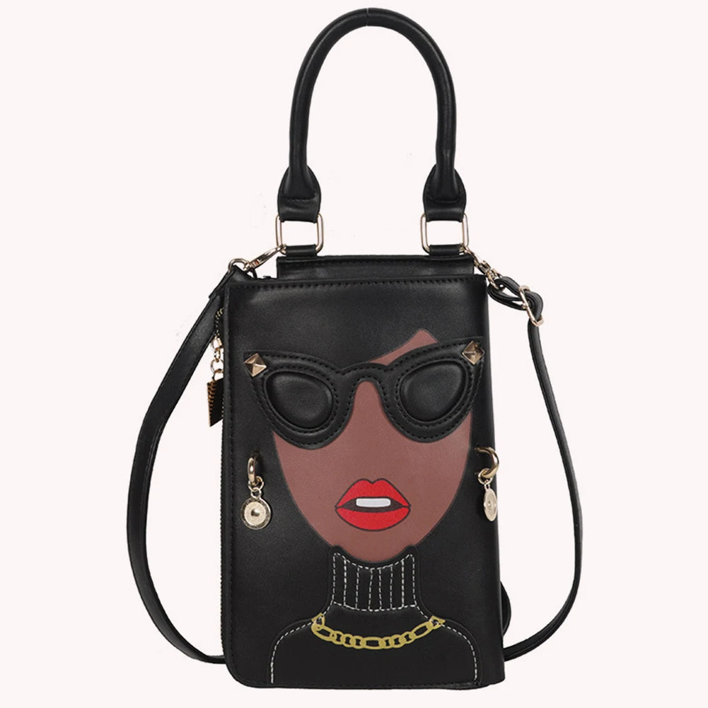 Women Novelty Face Crossbody Shoulder Bag Small Chain Purse Handbag