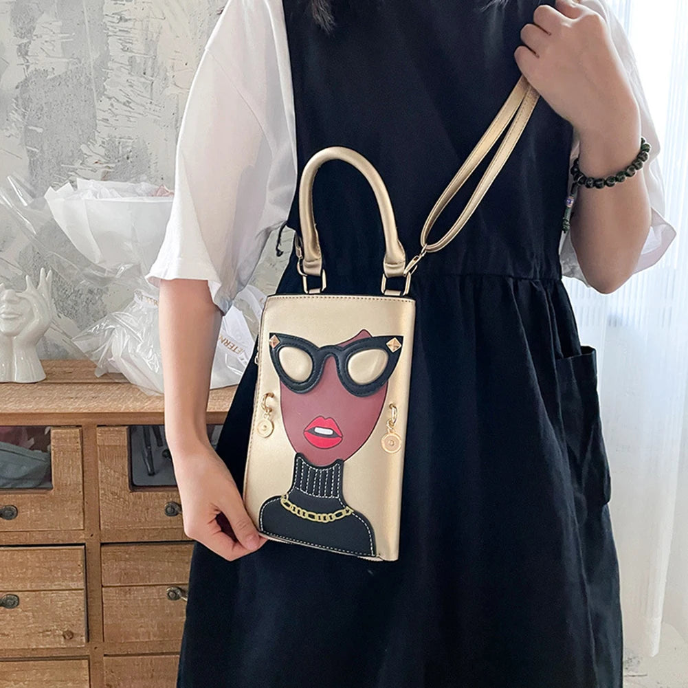 Women Novelty Face Crossbody Shoulder Bag Small Chain Purse Handbag