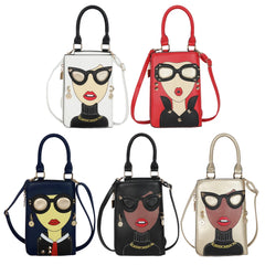 Women Novelty Face Crossbody Shoulder Bag Small Chain Purse Handbag