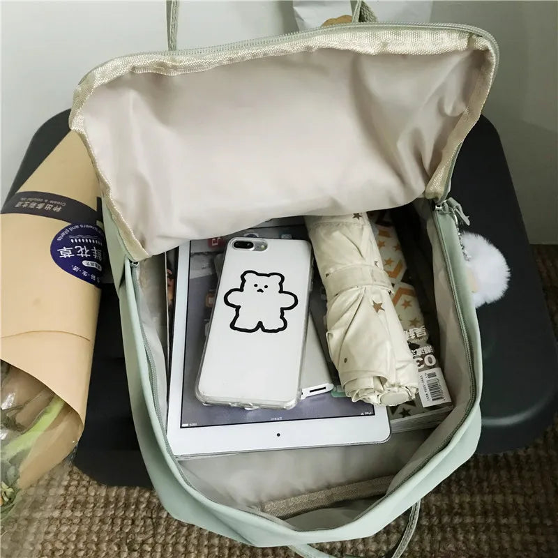 Nylon Backpack Waterproof School Bags Teenagers Patchwork Female Rucksack