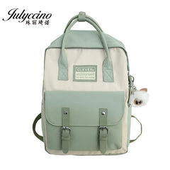 Nylon Backpack Waterproof School Bags Teenagers Patchwork Female Rucksack