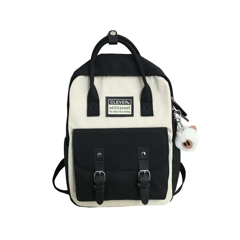 Nylon Waterproof School Bags for Girls Patchwork Backpack