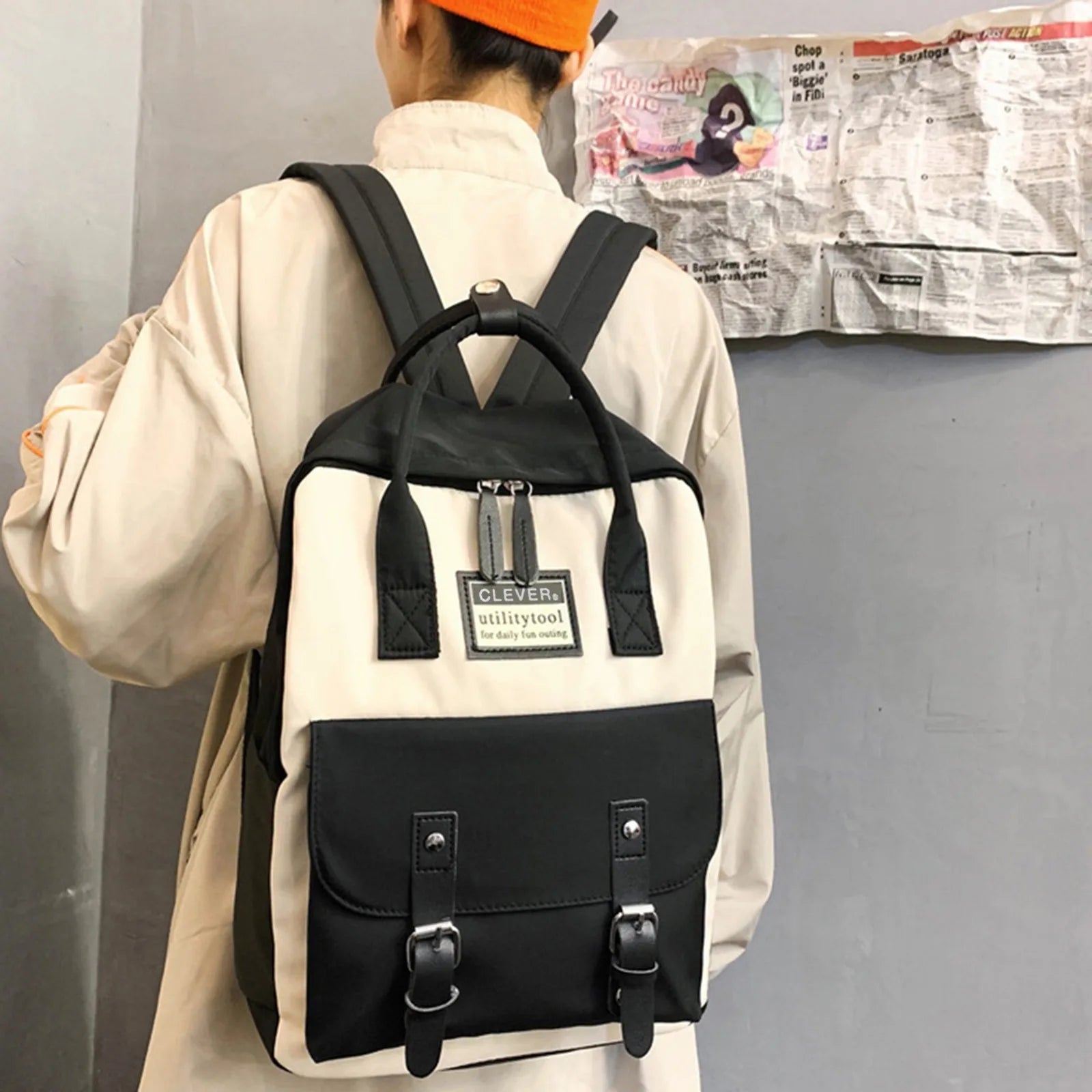 Nylon Backpack Waterproof School Bags for Girls Patchwork Female Handbag