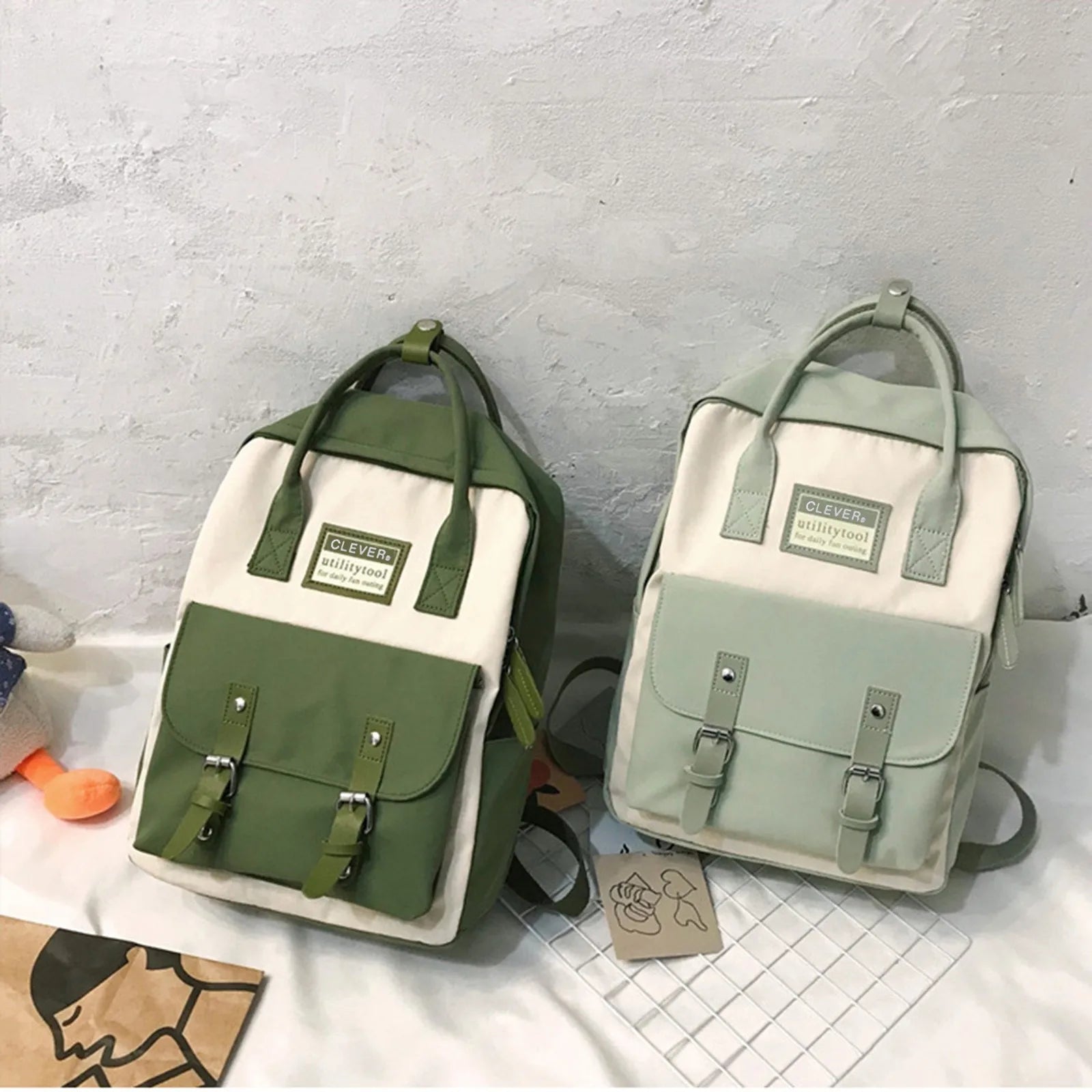 Nylon Backpack Waterproof School Bags for Girls Patchwork Female Handbag