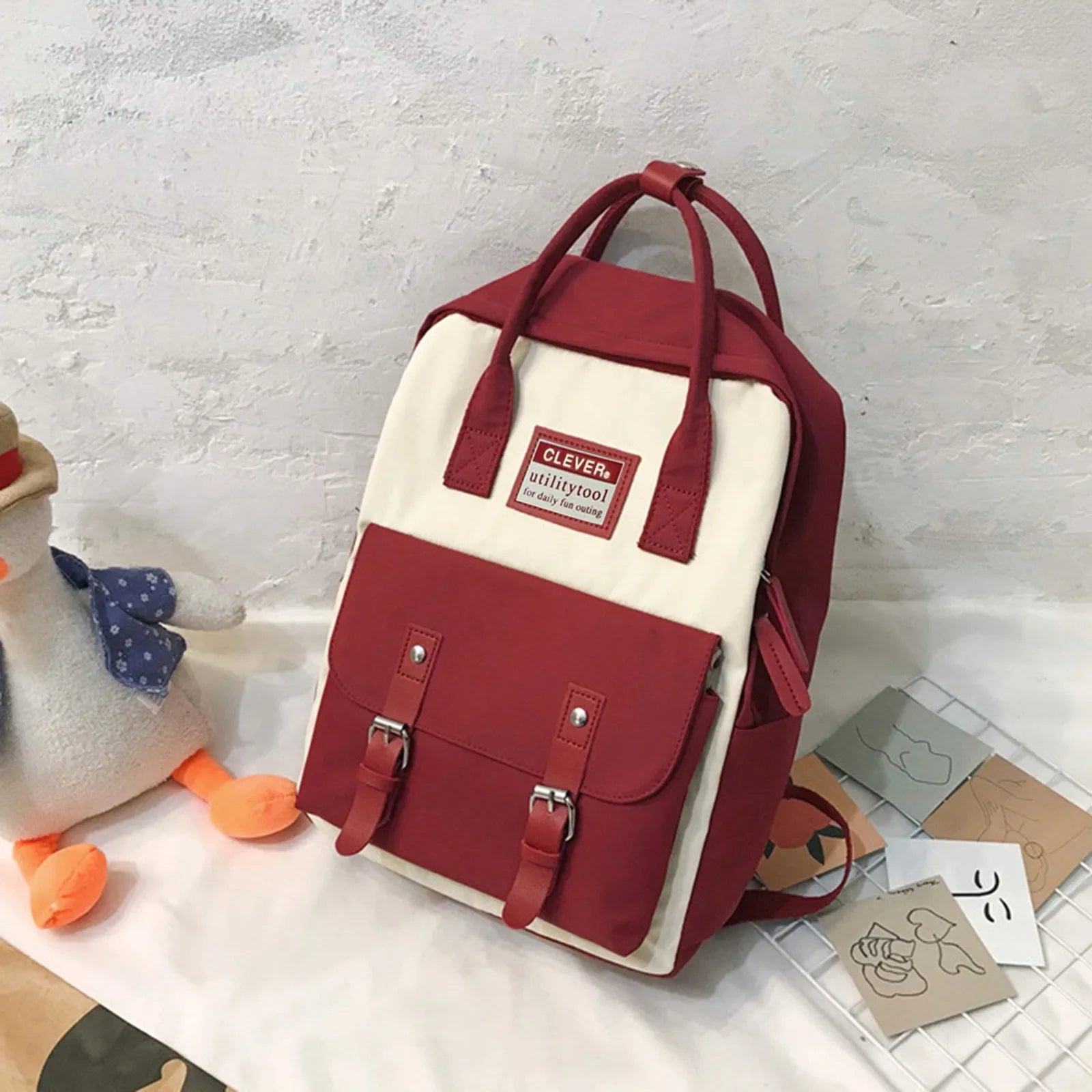 Nylon Backpack Waterproof School Bags for Girls Patchwork Female Handbag