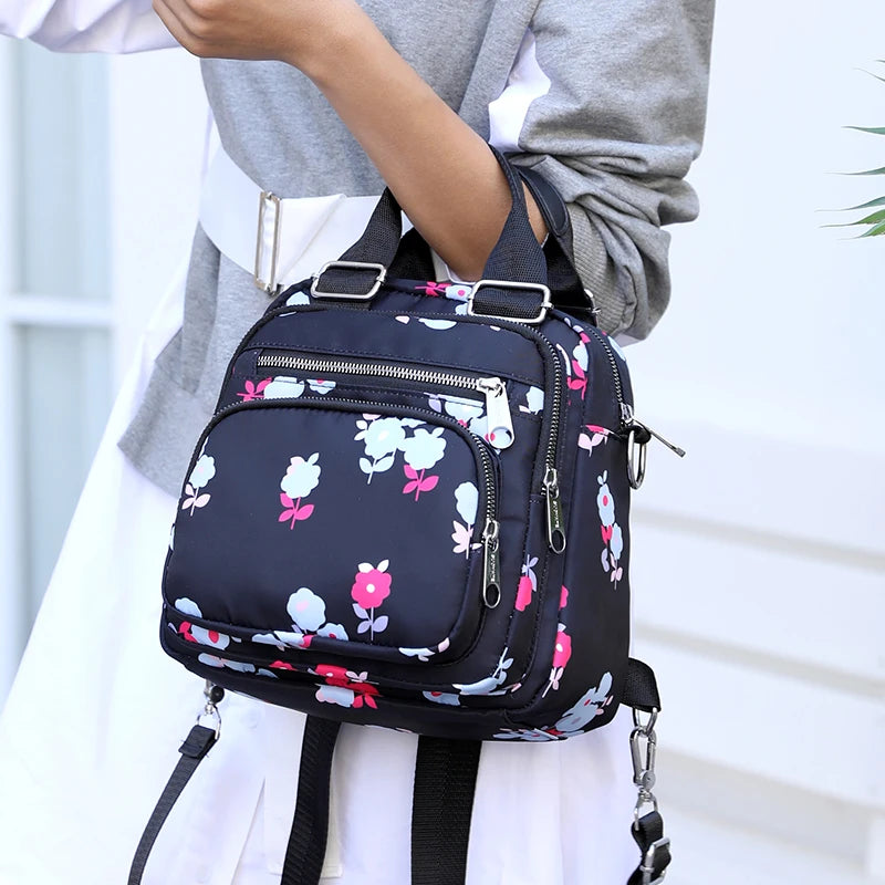 Nylon Backpack Waterproof Female Shoulder Bag Cartoon Printing Rucksack