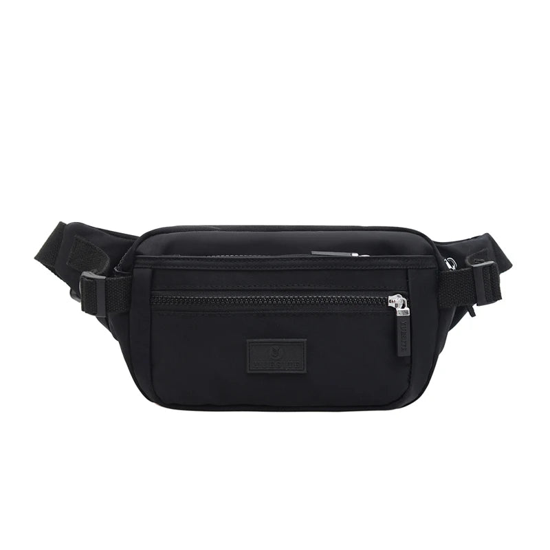 Women Nylon Chest Waist Pack Belly Solid Casual Waist Bag