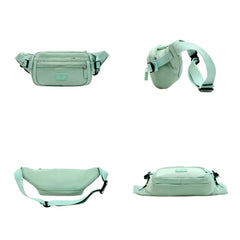 Women Nylon Chest Waist Pack Belly Solid Casual Waist Bag
