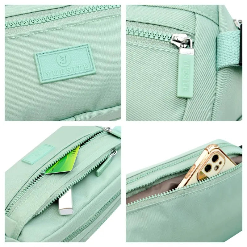 Women Nylon Chest Waist Pack Belly Solid Casual Waist Bag