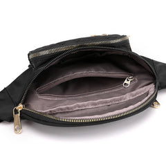 Women Nylon Sling Bag Zipper Pocket Waist Bag for Lady