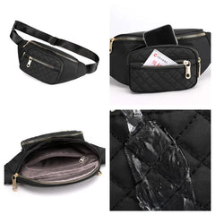 Women Nylon Sling Bag Zipper Pocket Waist Bag for Lady