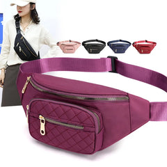 Women Nylon Sling Bag Zipper Pocket Waist Bag for Lady