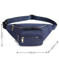 Women Nylon Sling Bag Zipper Pocket Waist Bag for Lady