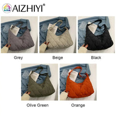 Women Crossbody Bag Padded Shoulder Bag Autumn Winter Lattice Solid