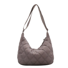 Women Crossbody Bag Padded Shoulder Bag Autumn Winter Lattice Solid