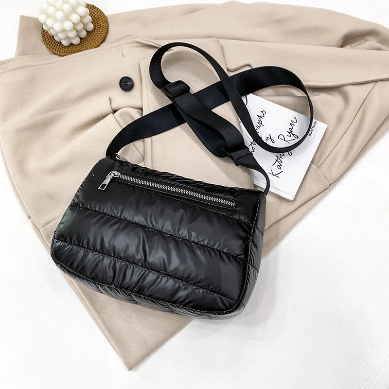 Nylon Cotton Shoulder Bag Crossbody Warm Handbags for Women