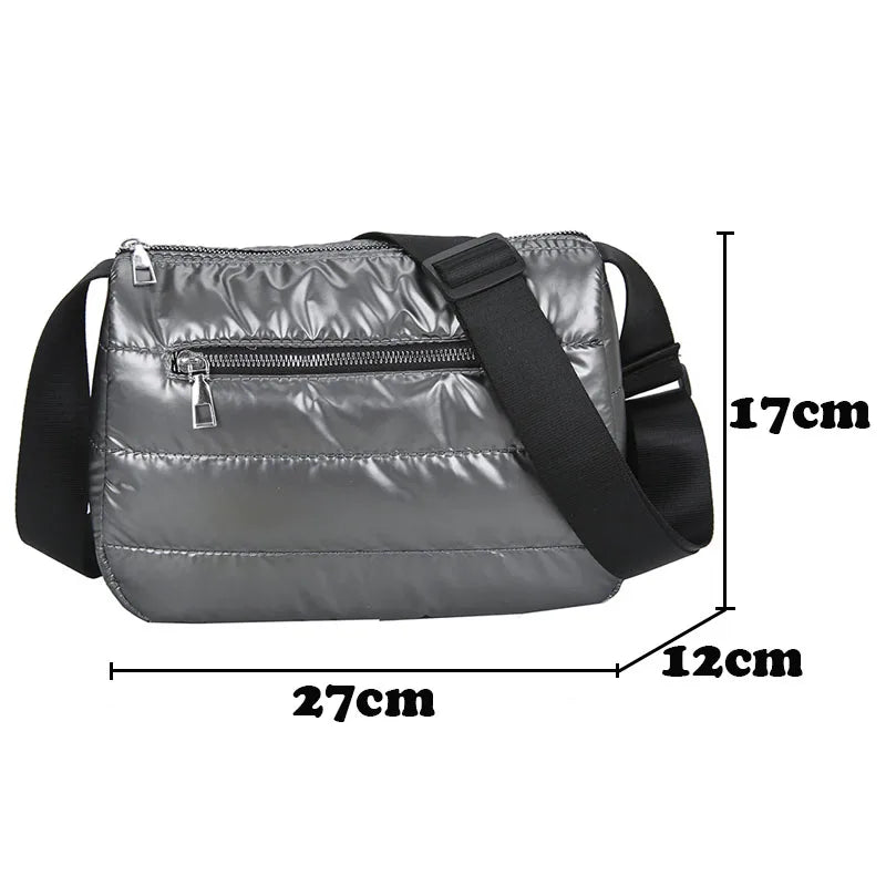 Nylon Cotton Shoulder Bag Crossbody Warm Handbags for Women