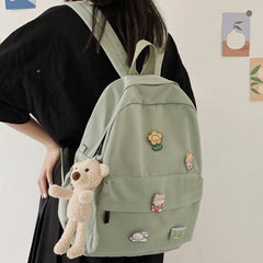 Kawaii Bear Nylon Backpack for College School Girls