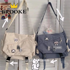 Nylon Shoulder Bag Large Capacity Crossbody Bag Schoolbag Men Messenger Pouch